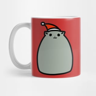 Fat Gray Christmas Cat Mug